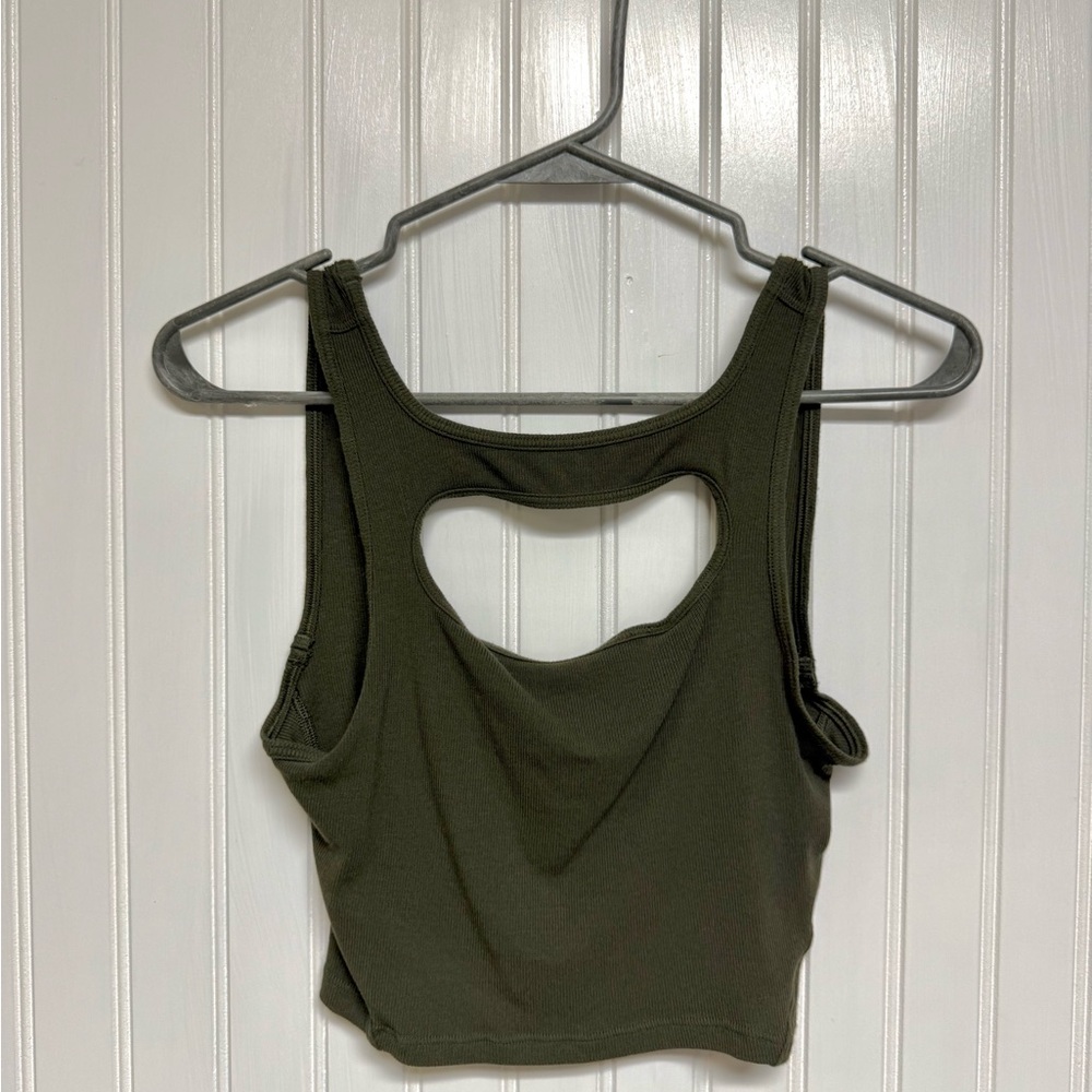 Lululemon army green cotton crop top